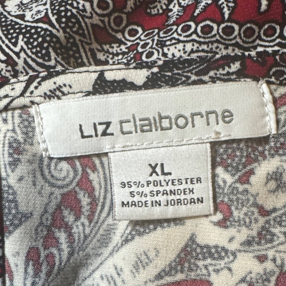 Liz Claiborne Red and White Paisley Tunic Top Size XL - Picture 7 of 8